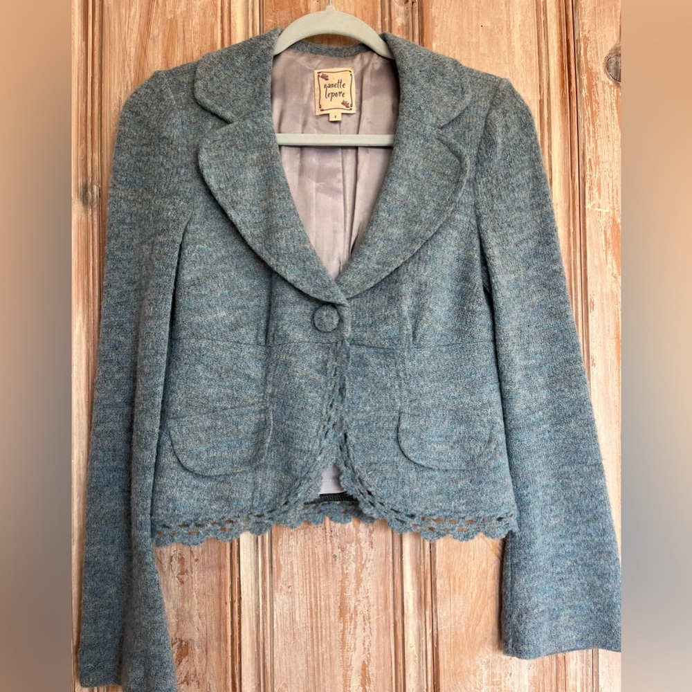 Nanette Lepore Lined Soft Feminine Blazer Jacket Blue Size Small - Picture 9 of 10
